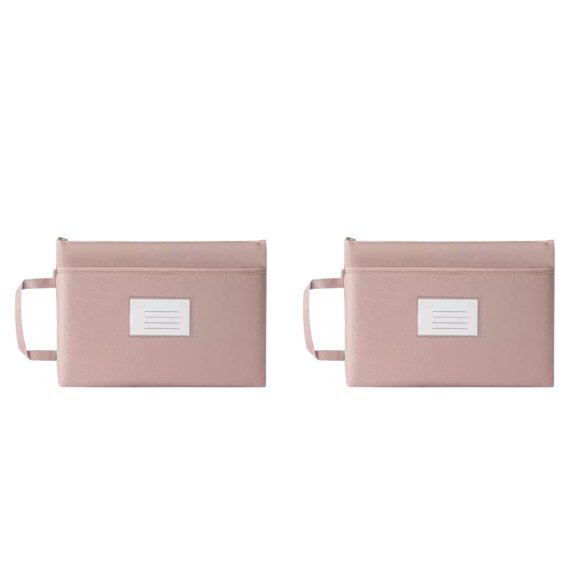 1-3PC A4 Document Bag with Handle Double Pocket Zippered Canvas File Pouch Oxford Fabric with Card Pocket for Paper Book Project Office Travel