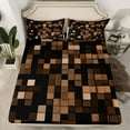 thumbnail image 2 of Manfei Teens Honeycomb Geometric Bed Sheets, Brown Chic Abstract King Sheets, Rectangle Square Sheet Set, Super Cozy Room Decor, 4-Piece, 2 of 7
