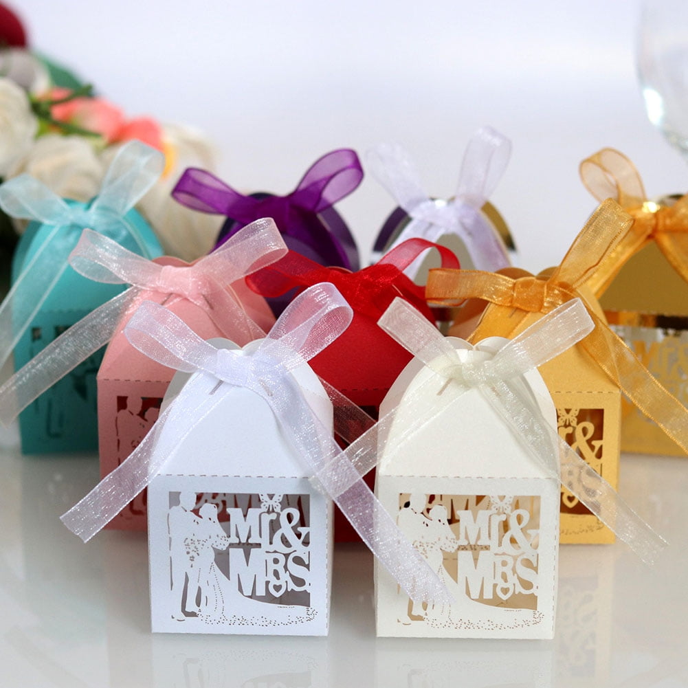 20X Baby Shower Favor Candy Boxes Laser Cut Carriage Wedding Party Gift Bag 