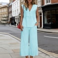 thumbnail image 5 of FNFYFH Womens Two Piece Set Sleeveless V Neck Peplum Vest Wide Leg Pant Suits Business Casual Outfits Summer Vacation Outfits, 5 of 10