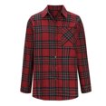 thumbnail image 6 of Busydd Womens Flannel Plaid Shacket Jacket Fashion Turndown Collar Long Sleeve Shirts for Women Casual Lightweight Fall Jackets Button Down Blouses Coats Cardigans with Pockets, 6 of 9