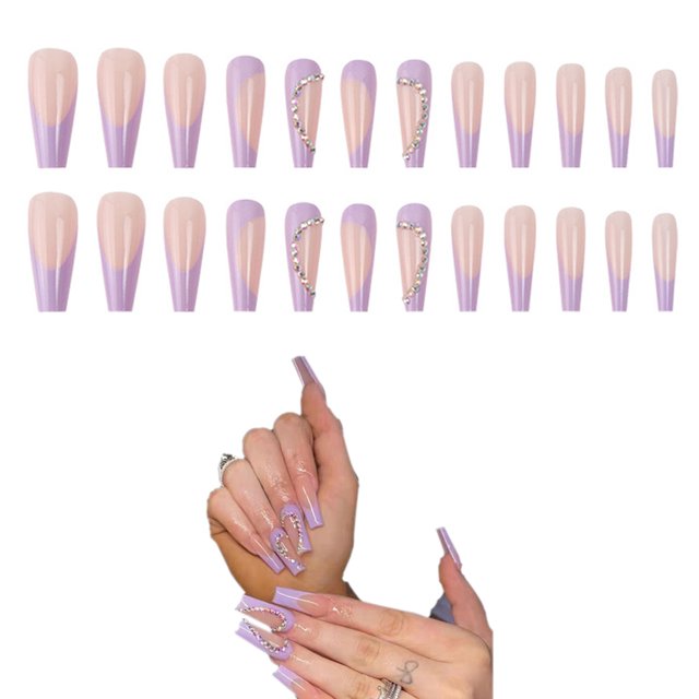 Parche de uñas desmontable Parche de uñas de ballet Parche de uñas usable Parche de uñas falso (24PCS)