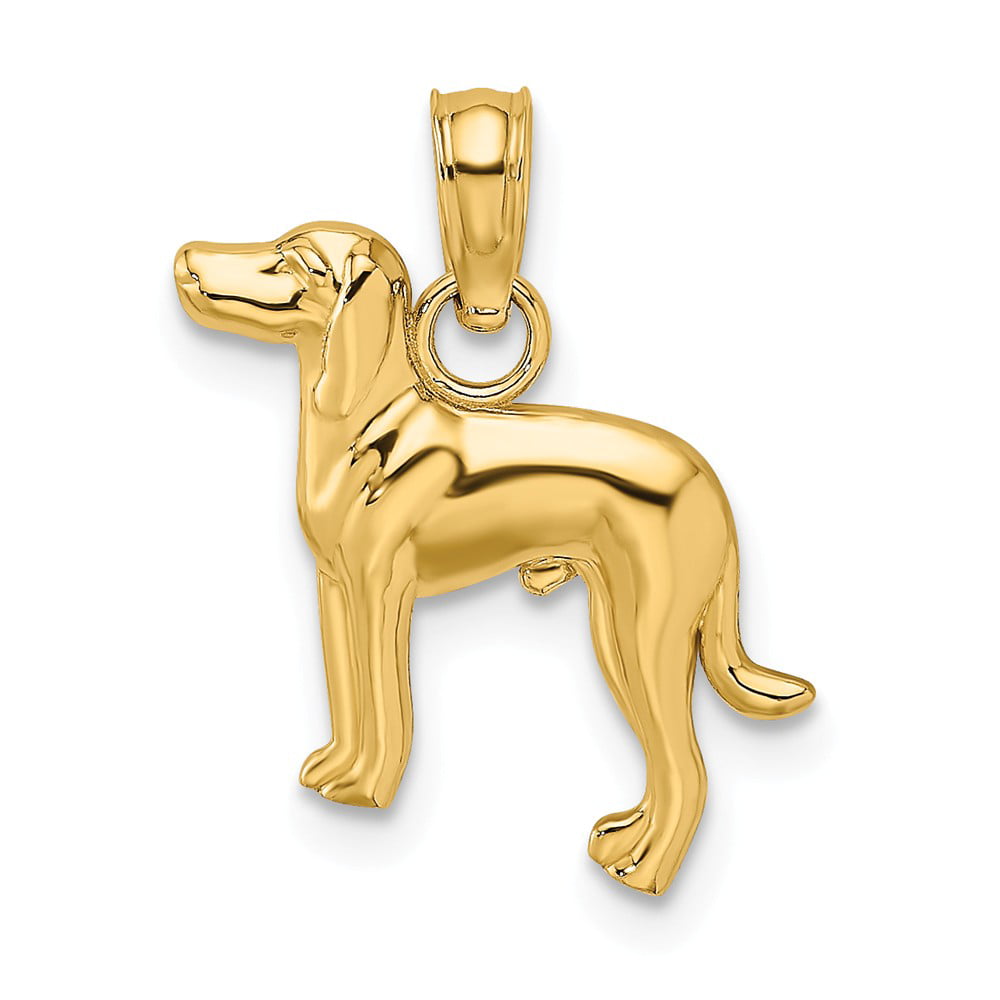 14k Yellow Gold Polished Dog Charm