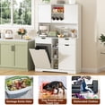 thumbnail image 3 of Blotout 71" Tall 46"Wide Kitchen Pantry Cabinet with Charging Station & Microwave Shelf, Farmhouse Kitchen Double Tilt Out Trash Cabinet 10X2 Gallon Garbage Holder with 2 Drawers Storage, 3 of 9