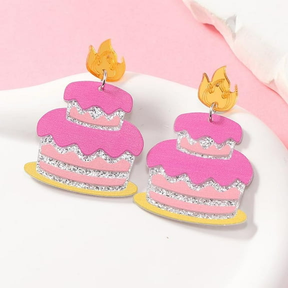 1pair Cartoon Acrylic Cake Dangle Stud Earrings