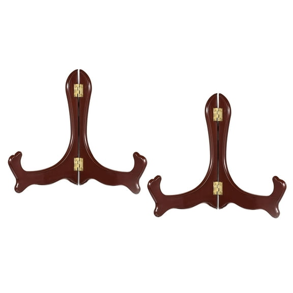 6.3" Easel Plate Holder, Plastic Folding Display Stand Brown for Decorative Picture Frame, 2 Pack