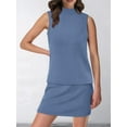 thumbnail image 5 of 2 Piece Skirt Sets for Women Summer Beach Vacation Outfits Mock Neck Tops Tennis Skirt Lounge Sets Gray Blue XL, 5 of 9