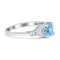 thumbnail image 2 of Art Deco Engagement Ring Round Simulated Aquamarine CZ 925 Sterling Silver Size 7, 2 of 4