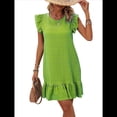 thumbnail image 1 of Vestidos de Verano para Mujer, Cuello Redondo, Corta, Dobladillo con Volantes, Vestido Informal Tipo Blusón, Color Matcha, Talla M, 1 of 7