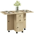 thumbnail image 1 of HOMCOM Table à Manger Pliable, Table à Abattants sur Roulettes, Bois Naturel, 1 of 10