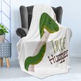 thumbnail image 4 of Reptile Soft Flannel Fleece Throw Blanket, Cartoon Snake Hanging from Tree Hug Love Mascot Humor Comic Design Print, Cozy Plush for Indoor and Outdoor Use, 60" x 80", Green Navy Ecru, by Ambesonne, 4 of 5