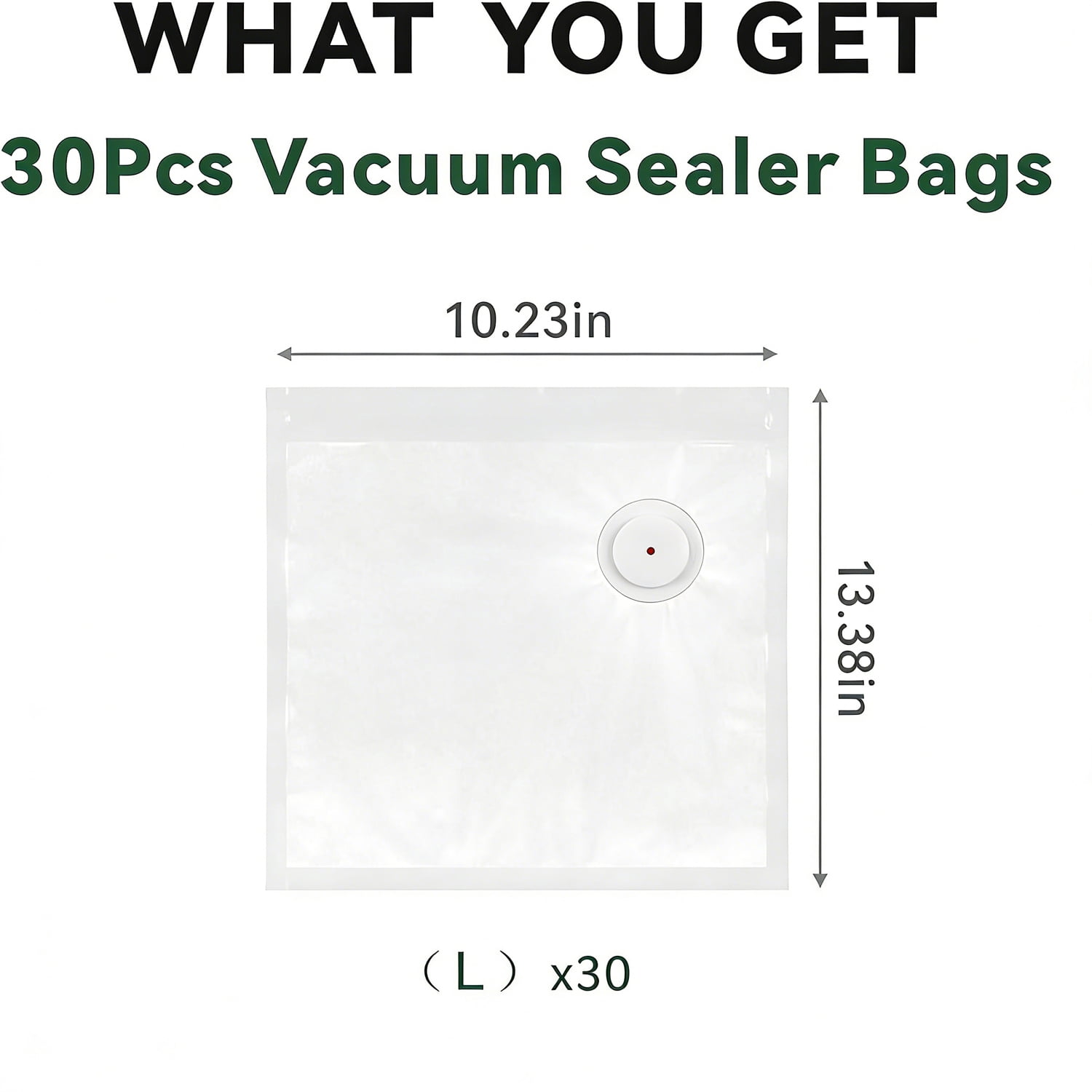 KIBVOE Vacuum Sealer Bags for Food 30 Pcs (10.2 * 13.4in), BPA-Free Sous Vide Bags Reusable, Compatible with Most Handheld Sealers and Vacuum Sealer Machines