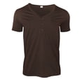 thumbnail image 3 of Men Summer Tops Men's Plus Size Summer Casual Buckle Slim Short Sleeve T Shirt V Neck Pocket Top Athletic Long Sleeve Comfortable Loose Fit Neck Top Long Striped Shirt Little Year Fit Mens Brown L, 3 of 6