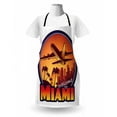 thumbnail image 3 of Florida Apron, Welcome to Miami Airplane Palms and City at Sunset Graphic Circle, Unisex Kitchen Bib with Adjustable Neck for Cooking Gardening, Adult Size, Burnt Orange Indigo, by Ambesonne, 3 of 4