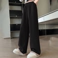 thumbnail image 6 of Otqutp Fleece Lined Sweatpants for Girls Elastic High Waist Wide Leg Baggy Joggers Pants Winter Casual Athletic Pants, 6 of 7