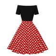 thumbnail image 4 of SMihono Robe d'Été Grande Taille pour Femmes 2023 Manches Courtes Épaules Dénudées à Pois Robe Ample, 4 of 5