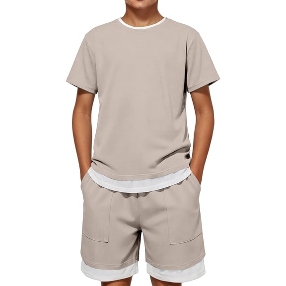 Tiijoy Toddler Boys Casual Outfits Kids 2Pcs Short Sleeve T-Shirt Shorts Set, Sizes 4-5