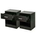 thumbnail image 3 of Royard Oaktree Nightstand Set of 2 with Drawer and Open Cabinet Modern Black End Table with Storage Wood Bedside Table for Bedroom Living Room, 3 of 5