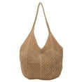 thumbnail image 3 of Bolso Hombro Tejido para Mujer Mano Ganchillo Gran Capacidad Ahuecado (caqui), 3 of 7