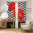 thumbnail image 2 of Poppy Flowers Sheer Curtains 96 Inch Length 2 Panels Set, Spring Floral Leaves Plants Striped Boho Red Voile Window Treatment Semi Sheer Long Curtains Drapes for Bedroom/Living Room/Kitchen 52"x96"x2, 2 of 8