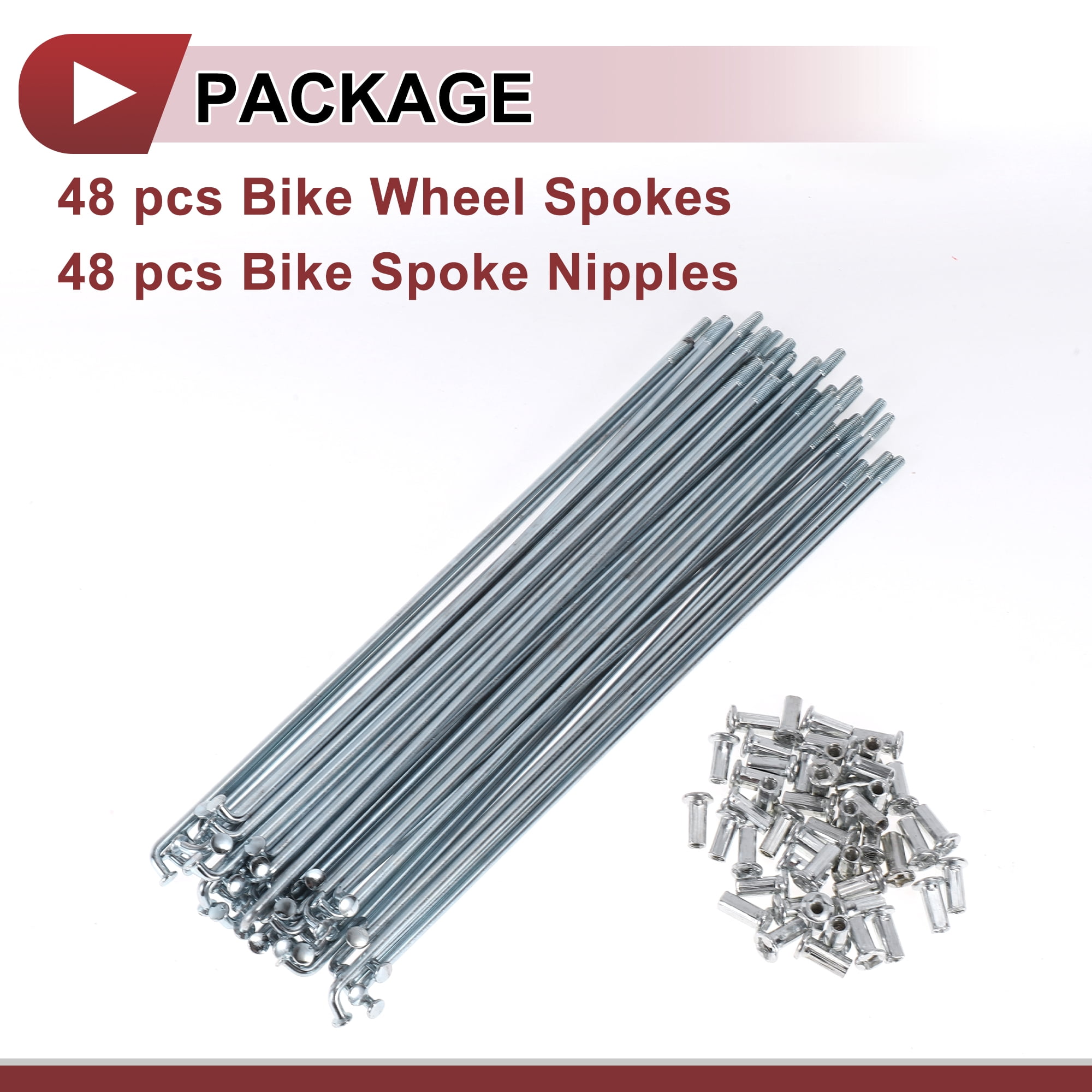 Unique Bargains 48Pcs 10G J Bend Bike Wheel Spokes Carbon Steel Galvanized Silver 8.46"