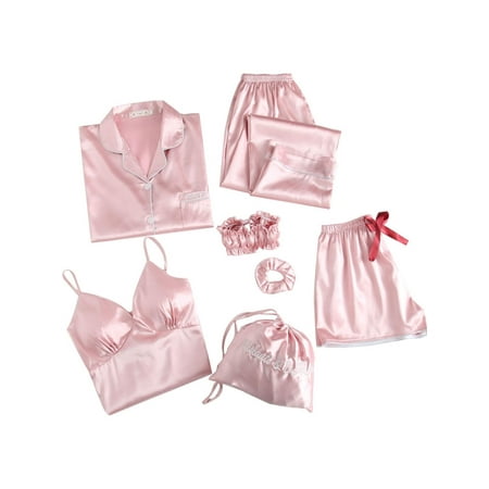 

LACOZY Women Grace Pajama Solid Color 7 Piece Set Sleepwear