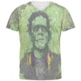 thumbnail image 1 of Halloween Frankenstein Raver Horror Movie Monster Mens Soft V-Neck T Shirt, 1 of 2