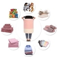 thumbnail image 6 of Sea Team Stripe Pattern Laundry Hamper Canvas Fabric Laundry Basket Collapsible Storage Bin with PU Leather Handles and Drawstring Closure, 17.7 by 13.8 inches, Waterproof Inner, Pink, 6 of 6