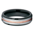 thumbnail image 2 of 6mm Brushed Silver Tungsten Carbide Wedding Ring Rose Gold Groove Black Inlay Unisex Band 10, 2 of 3