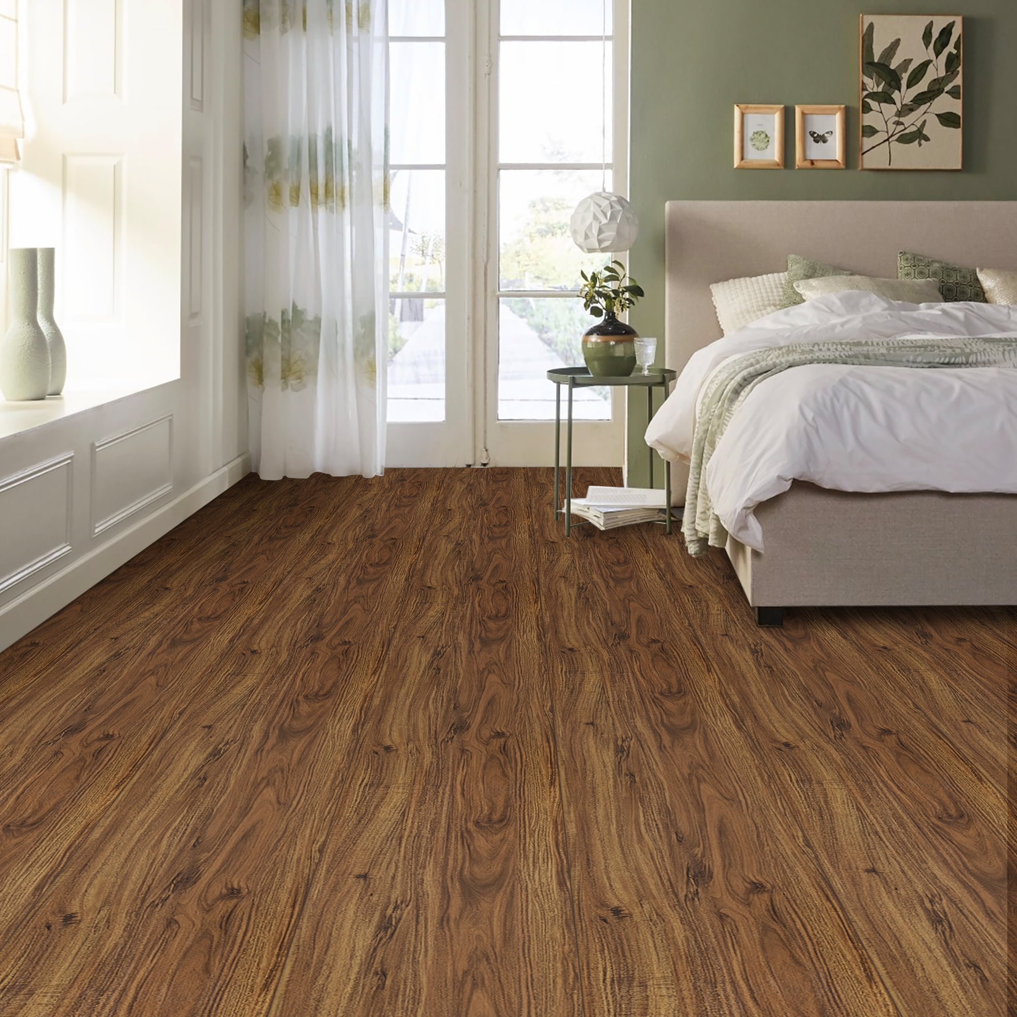 (4 pack) UMIGGEE Brown Peel and Stick Vinyl Flooring Roll 15.7-in x 118-in/12.8 Sq.Ft Thicken Self-Adhesive Vinyl Wood Grain Floor Wear-Resistant Easy DIY Install Home Decor