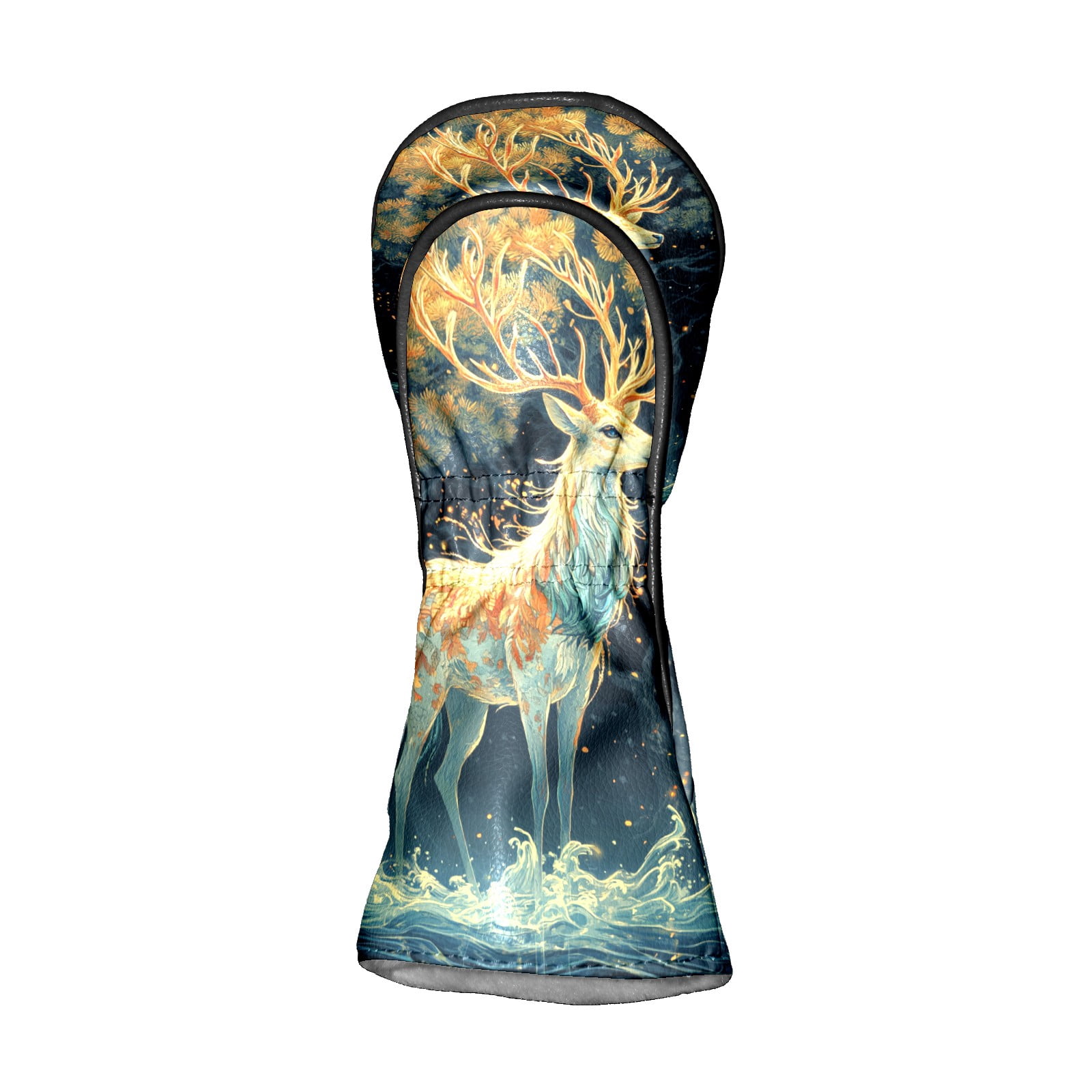 Golf Club Covers PU Leather Waterproof Head Covers for Fairway Woods Hybrids Elegant Deer