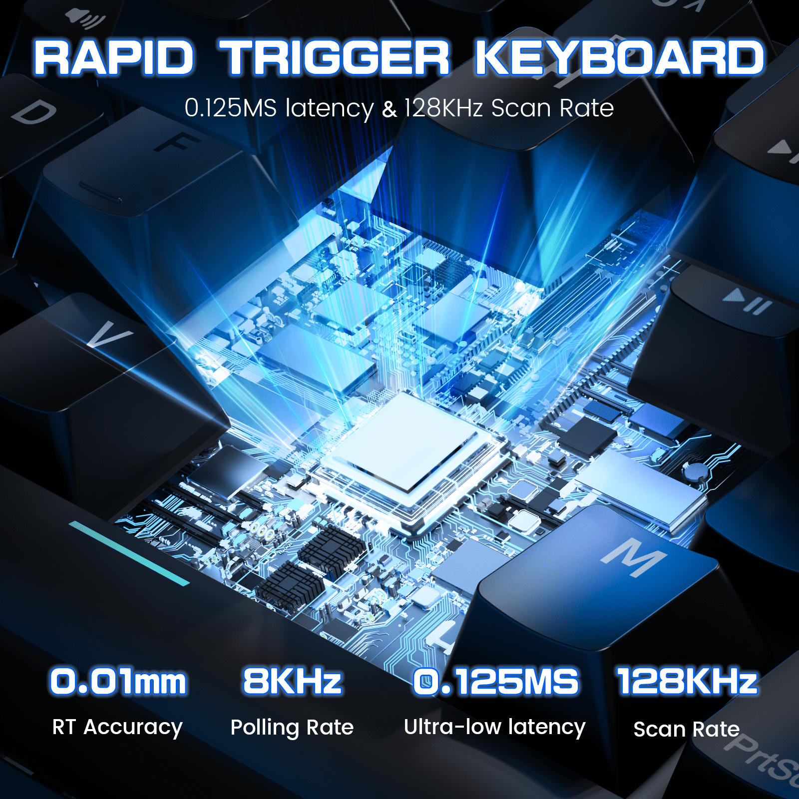 MAGIC-REFINER X68 HE Wired 60% Hall Effect Rapid Trigger Mechanical RGB Gaming Keyboard with 8K Polling,0.04mm RT Accuracy,Magnetic Switch,Adjustable Actuation,Snap Tap for PC Mac Esport Gamer(Black)