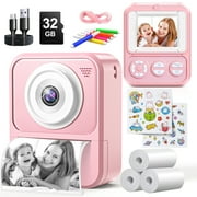 Loheer Instant Camera, 1080P Kids Camera Instant Print, Portable Toy for Girls Boys with 32GB SD Card