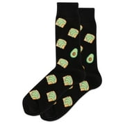 Hot Sox Mens Avocado Toast Crew Socks, Mens Shoe Size 6-12.5, Black