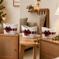 thumbnail image 4 of 2026 Christmas Indoor Home Decor White Wicker Christmas Storage Basket With Plaid Bow Decor Curved Open Weave Basket For Holiday Gift Organizer Tabletop Decor, 4 of 5