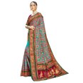 thumbnail image 1 of Sarees for Women Satin Silk Heavy Embroidered Saree ||Ethnic Traditional Indian Wedding Gift Sari with Unstitched Blouse Turquoise, 1 of 3
