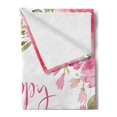 thumbnail image 2 of Country Soft Flannel Fleece Throw Blanket, Abstract Farm Style Image of Watercolor Flowers Leaves Frame Like Image, Cozy Plush for Indoor and Outdoor Use, 70" x 90", Pale Pink and Green, by Ambesonne, 2 of 5