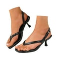 thumbnail image 3 of Wovix Women Trendy Sandals Thong High Heel Shoes Simple Open Square Toes Party Shoes Indoor Outdoor Shoes Black 36, 3 of 9