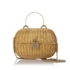 Women Pre-Owned Authenticated Chanel Heart Locket Wicker Satchel Rattan Natural Material Brown