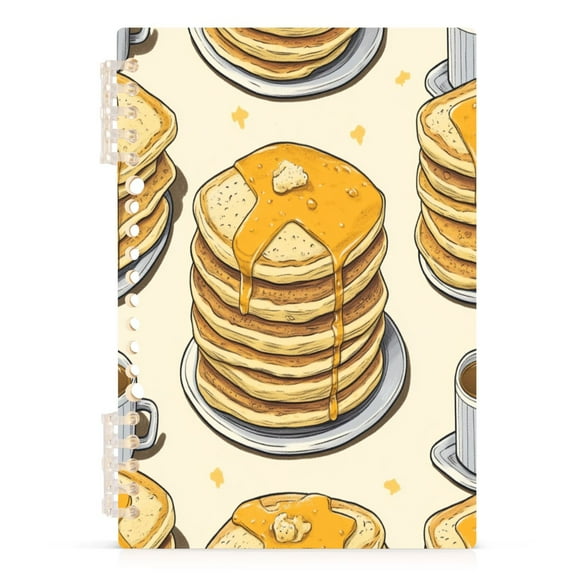 Food Pattern Design A5 8.3x5.7in PP Notebook, Adjustable Rings, 60 Sheets, Diary or Journey Note