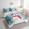 thumbnail image 3 of Feelyou Teens Snowman Bedding Comforter Set 7 Pieces, Dreamy Fairy Tale Full Bedding Set, Christmas Tree Snowflake Reversible Fitted Sheet Flat Sheet, Luxury Bedroom Decor, 3 of 7