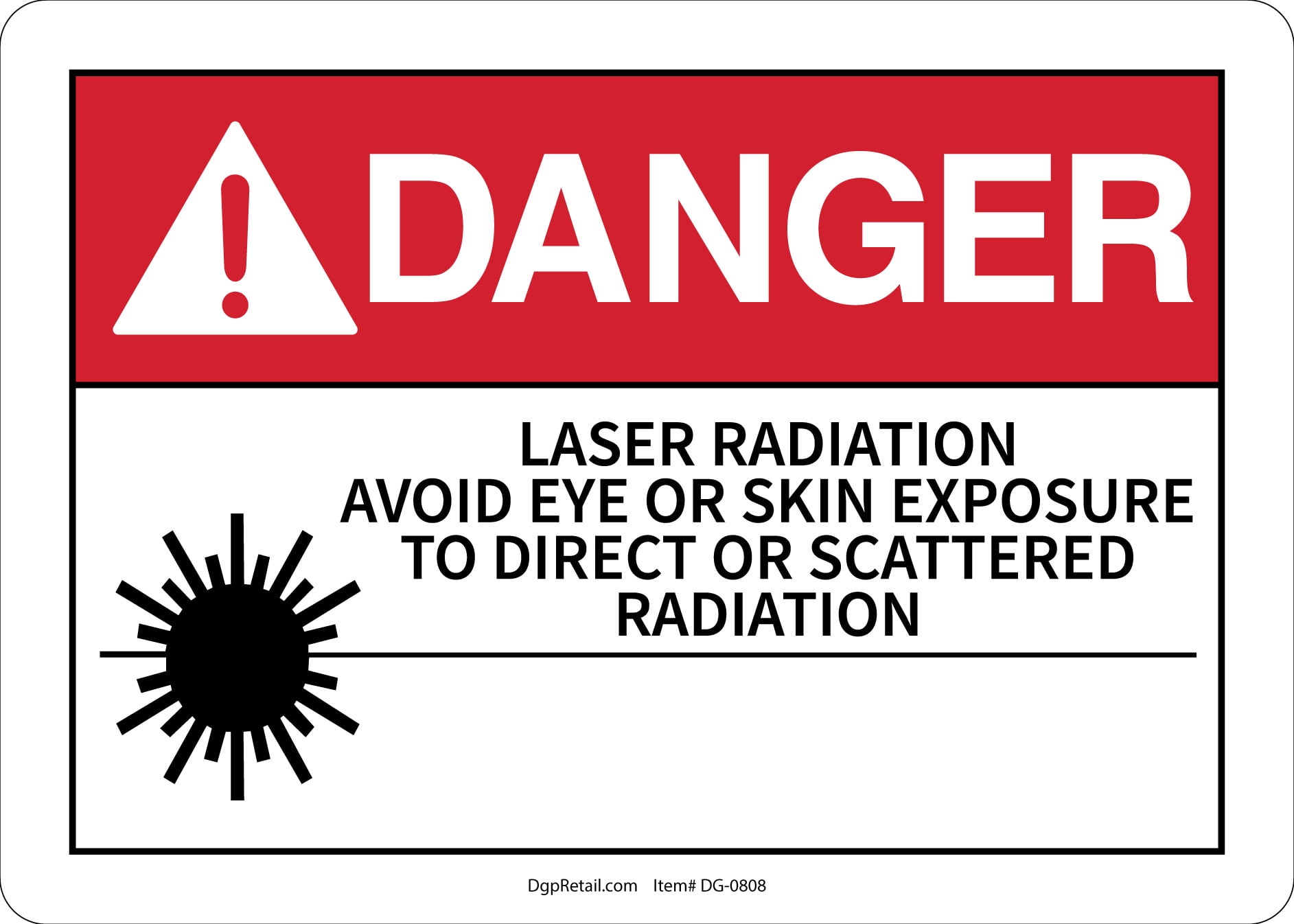 OSHA DANGER SAFETY SIGN LASER RADIATION AVOID EYE OR SKIN EXPOSURE