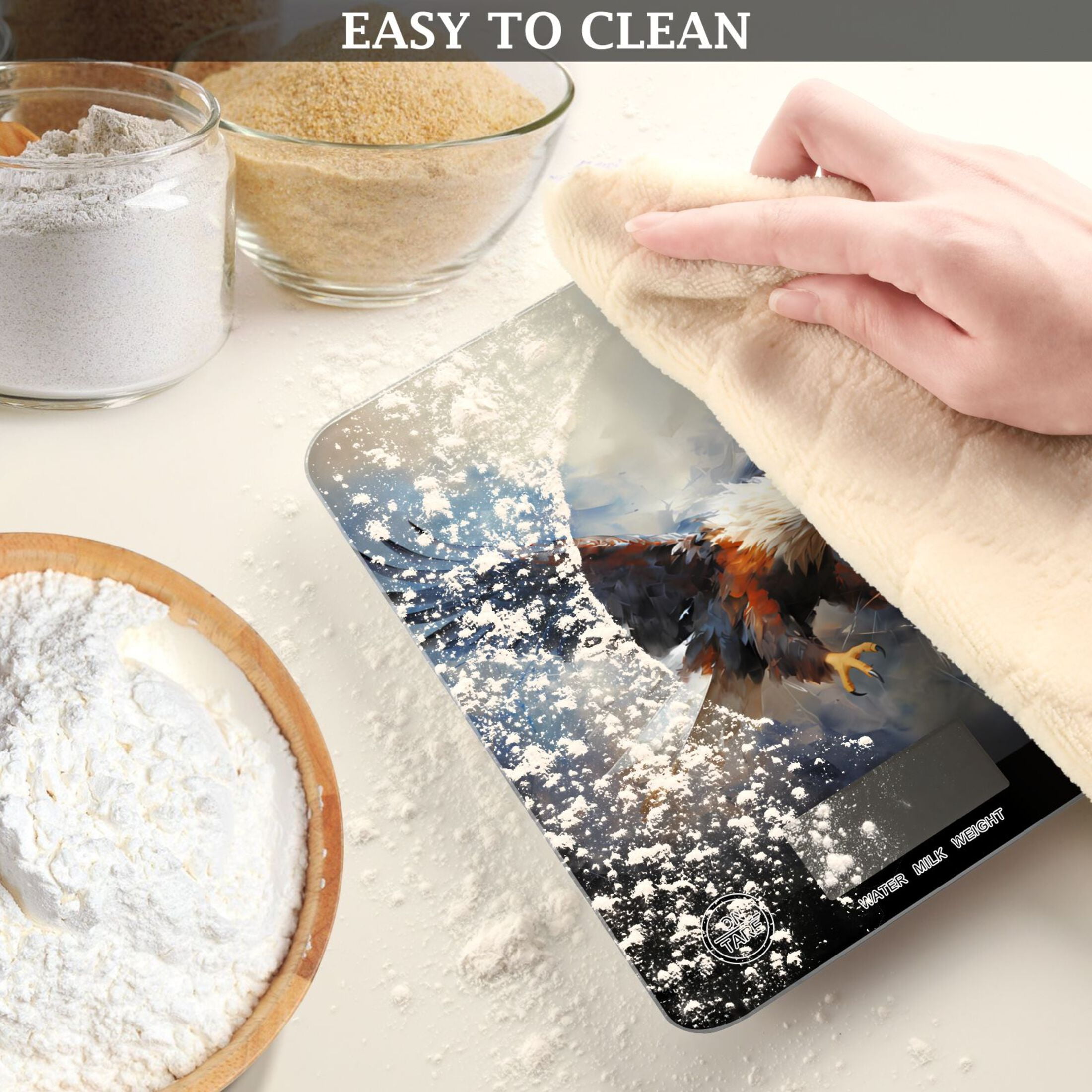 Eagle by Painting Food Scale Digital Kitchen Scale Waterproof Tempered Glass Tare Function 11 lb for Baking Cooking Meal Prep