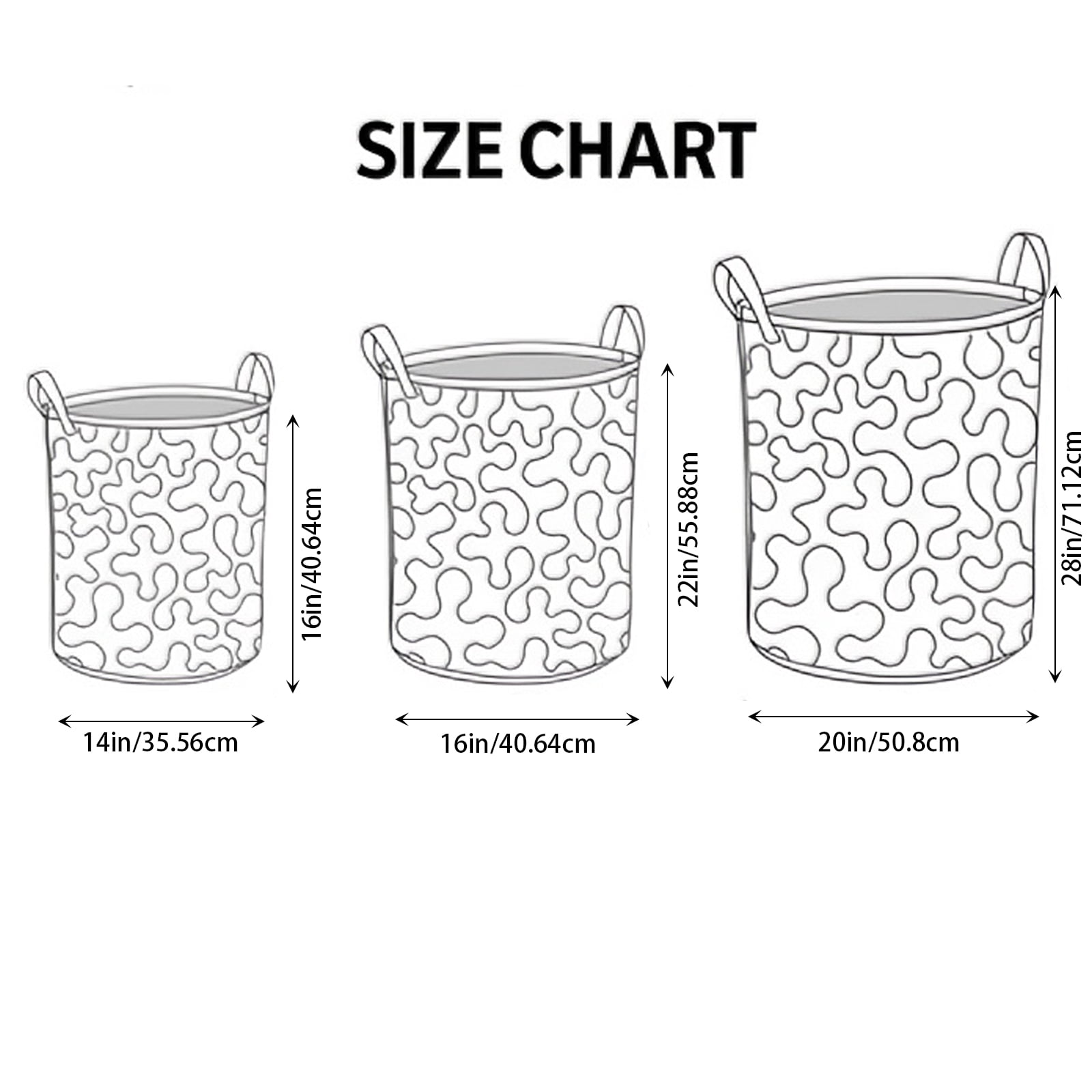 16x22 Inch 3D Quilted Round Laundry Hamper M Size, Heavy Duty Fabric Dirty Clothes Basket, Foldable High Capacity Storage Organizer Bin for Bathroom