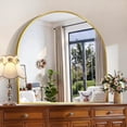 thumbnail image 5 of Arched Wall Mirror 24x20 Inch Black Metal Frame Tempered Glass Large Decorative Crystal Clear Shatterproof Mirror for Entryway Living Room Mantel Bathroom, 5 of 9