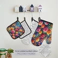 thumbnail image 5 of 5 Pcs Kitchen Set Heat Resistant Oven Mitts and Non-Slip Pot Holders with Adjustable Cooking Apron Rainbow Rose and Butterflies, 5 of 6