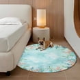 thumbnail image 2 of Coastal Round Area Rug 7Ft Washable Circle Rugs for Dorm Laundry Room, Summer Nautical Beach Coral Starfish Blue Ombre Non-Slip Carpet Floor Mats Indoor Outdoor Carpet Runner Aesthetic Home Decor, 2 of 8