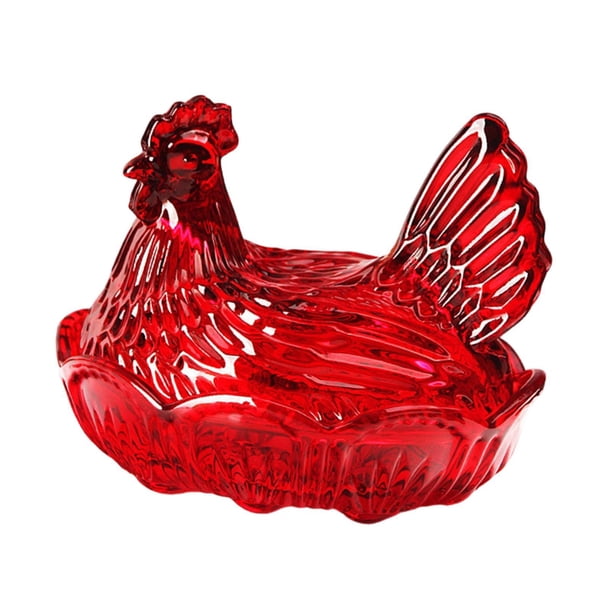 Plato para dulces con forma de gallina, práctico y versátil, para postres y aperitivos. Rojo