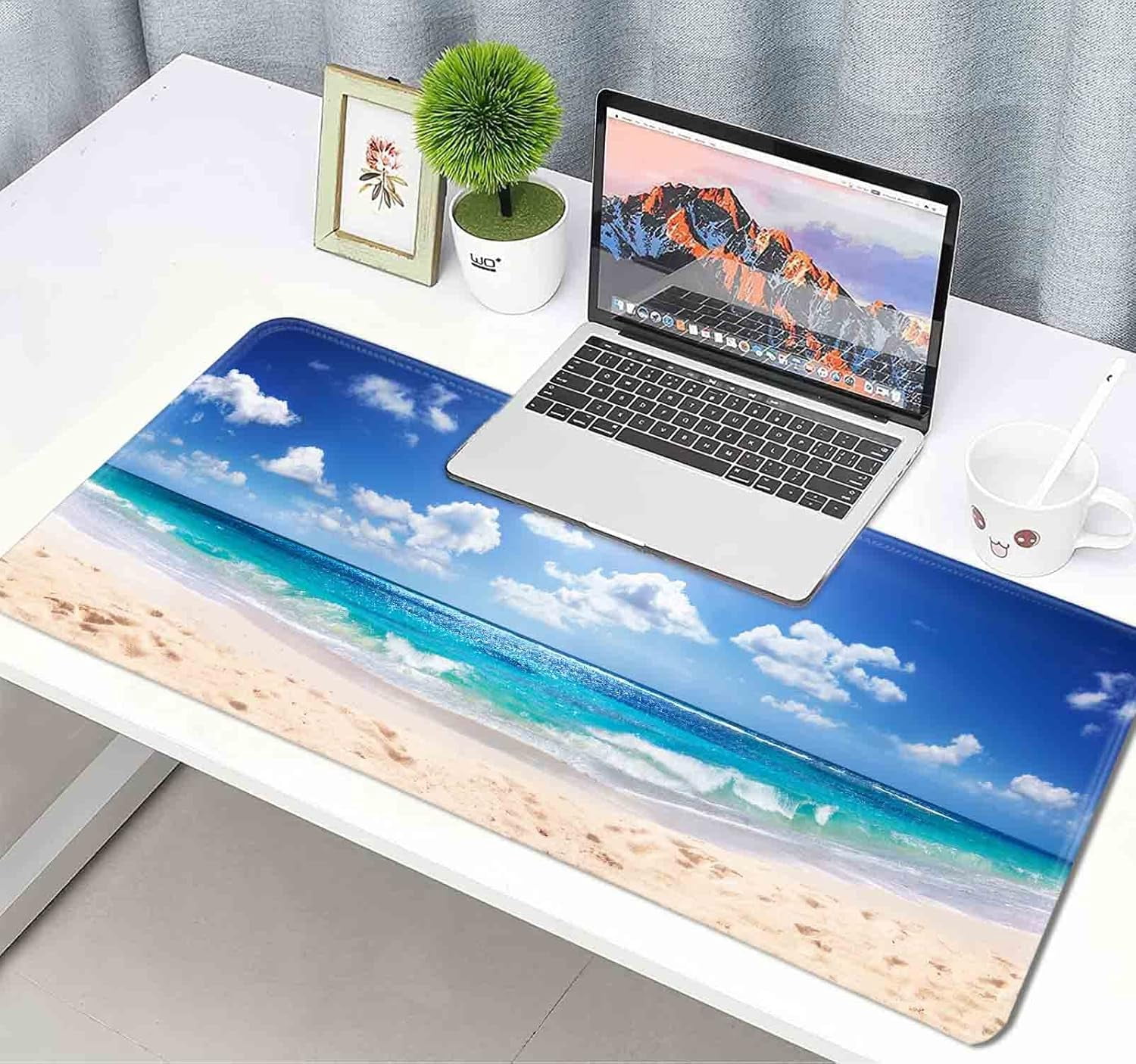 Sun Beach Mouse Pad Blue Glitter XXL Large Mouse Pad with AntiSlip Rubber Base, Perfect for Full Desk Coverage, Add a Sparkling Touch to Your Gaming or Office Setup