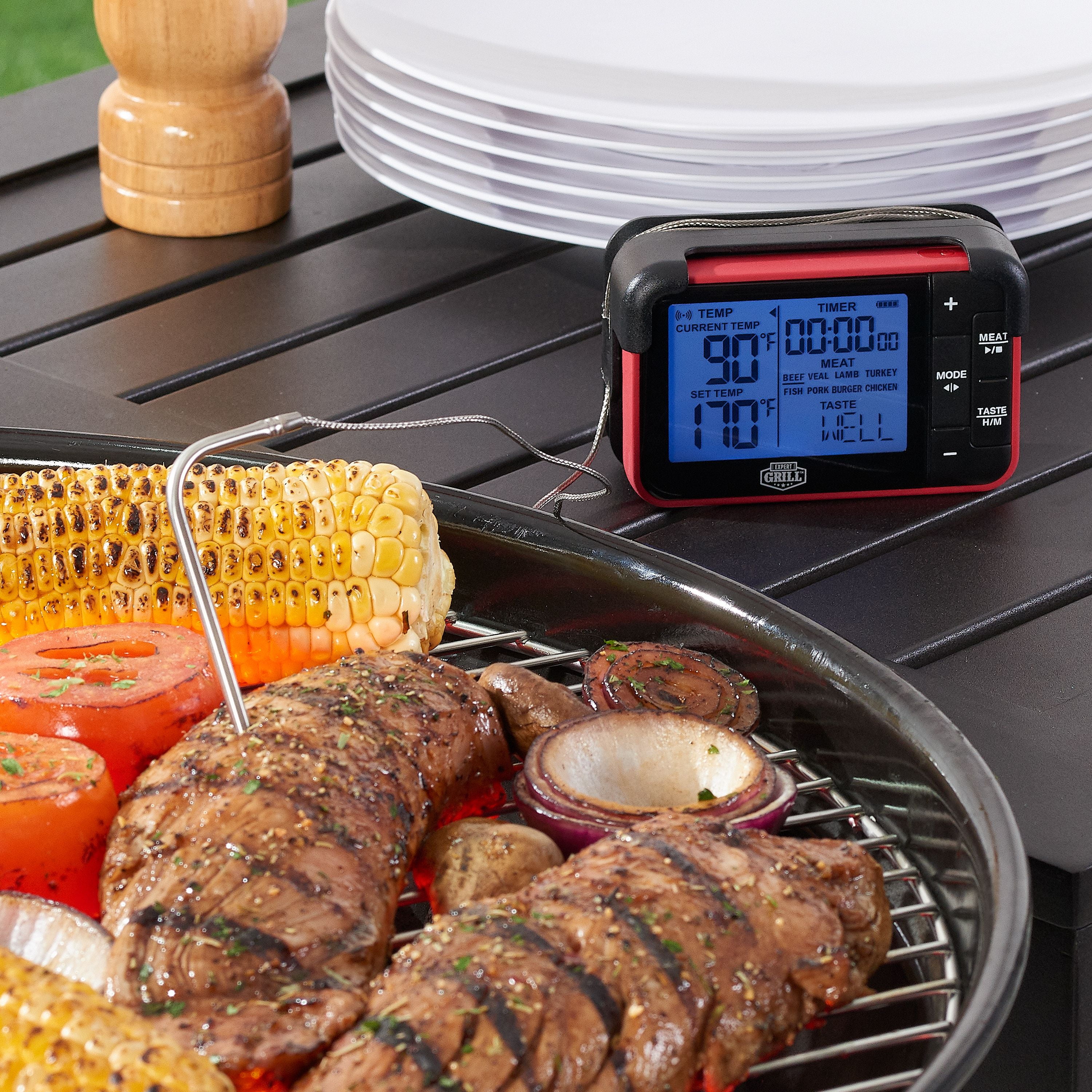 Expert Grill 2-Probe Bluetooth USB-Charging Grill Thermometer Blacklight  Display